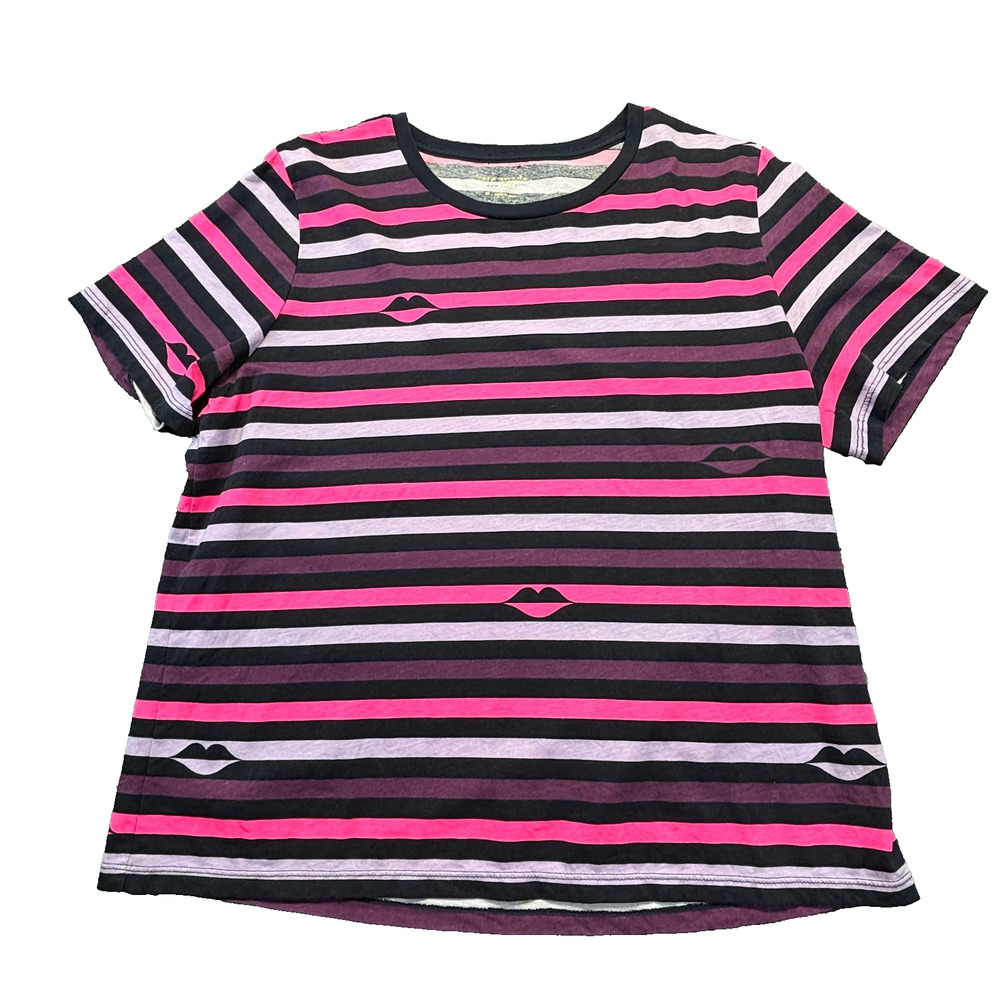 Kate Spade New York Striped Lip Print Tee Women's XL
